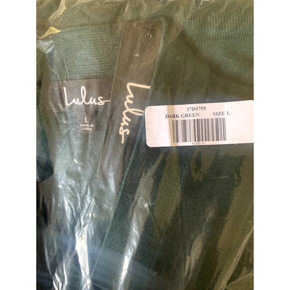 Lulu's Literary Lover Forest Green Wrap Christmas Sweater Dress L NWT - Picture 7 of 8